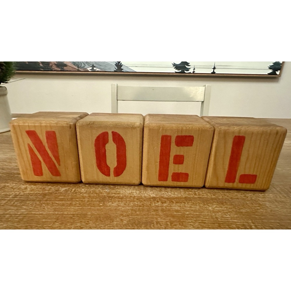 Vintage NOEL Wooden‎ Blocks Hand Crafted Christmas Mantle Decor Farmhouse Art